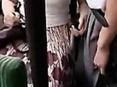 Japanese girl playing naughty on the bus