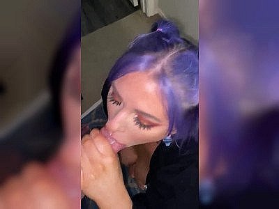 Slut gets a beautiful facial after blowjob