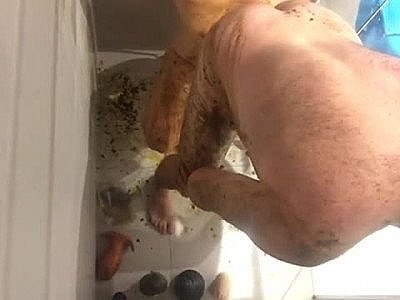 Filthy shower enema and fucking