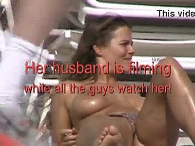 Exhibitionist Wife &num;42 - Husband Dares Heather To Tease At Non Nude Beach&ex