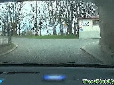 Pulled female taxi driver sucking cock