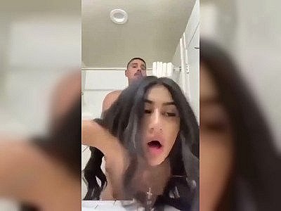 teen has her back blown out in the bathroom
