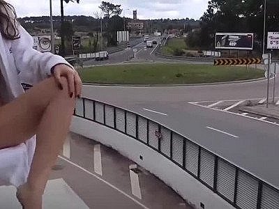 Hot girl masturbates in public