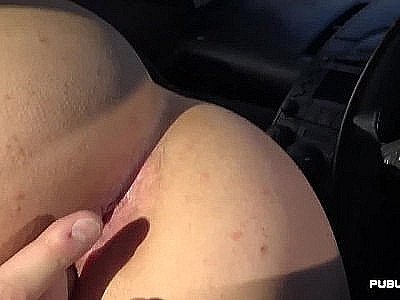 Busty MILF fucked in car outdoor by hubby